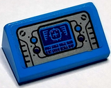 LEGO 85984pb415 Slope 30 1 x 2 x 2/3 with Silver Control Panel with 4 Buttons and Dark Blue Head-Up Display (HUD) Pattern (Sticker) - Set 70429 - Main Product Image