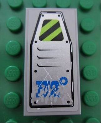 LEGO 87079pb0041 Tile 2 x 4 with Vent Panel Scratched with Danger Stripes and Blue 'H2' degrees Pattern (Sticker) - Set 8189 - Main Product Image