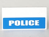LEGO 87079pb0072 Tile 2 x 4 with  'POLICE' on Blue Background Half Height Pattern (Sticker) - Set 7288 - Main Product Image