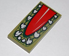 LEGO 87079pb0158 Tile 2 x 4 with Red Tongue and Crocodile Teeth Pattern - Main Product Image