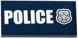 LEGO 87079pb0219 Tile 2 x 4 with White &#39;POLICE&#39; and Silver Police Badge Pattern (Sticker) - Set 60069 - Main Product Image