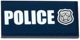 LEGO 87079pb0219 Tile 2 x 4 with White &#39;POLICE&#39; and Silver Police Badge Pattern (Sticker) - Set 60069 - Main Product Image