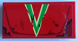 LEGO 87079pb1249 Tile 2 x 4 with Vehicle Hood with Oil Stains, Bright Green and Bright Light Yellow Capital Letter V Pattern (Sticker) - Set 70421 - Main Product Image