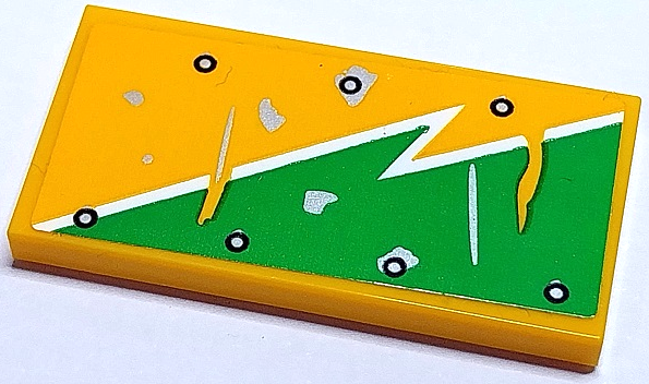 LEGO 87079pb1341L Tile 2 x 4 with Bright Green and White Worn Lightning Bolt and Silver Rivets Pattern Model Left Side (Sticker) - Set 70429 - Main Product Image