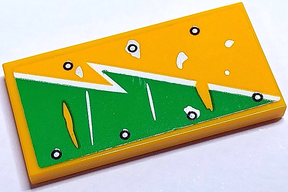 LEGO 87079pb1341R Tile 2 x 4 with Bright Green and White Worn Lightning Bolt and Silver Rivets Pattern Model Right Side (Sticker) - Set 70429 - Main Product Image
