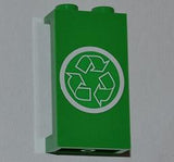 LEGO 87544pb006 Panel 1 x 2 x 3 with Side Supports - Hollow Studs with Recycling Arrows on Green Background Pattern (Sticker) - Set 4432 - Main Product Image