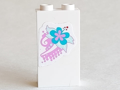 LEGO 87544pb014 Panel 1 x 2 x 3 with Side Supports - Hollow Studs with Bright Pink, Light Aqua, and Medium Azure Flower Pattern (Sticker) - Set 3184 - Main Product Image