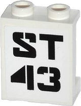 LEGO 87552pb019 Panel 1 x 2 x 2 with Side Supports - Hollow Studs with Black 'ST 43' Pattern (Sticker) - Set 70808 - Main Product Image