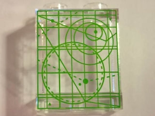 LEGO 87552pb047 Panel 1 x 2 x 2 with Side Supports - Hollow Studs with Screen with Green Space Coordinates Pattern - Main Product Image