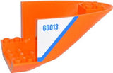 LEGO 87616pb005 Aircraft Fuselage Aft Section Curved Bottom 6 x 10 with Blue Line and &#39;60013&#39; on White Background Pattern on Both Sides (Stickers) - Set 60013 - Main Product Image