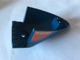 LEGO 87616pb010 Aircraft Fuselage Aft Section Curved Bottom 6 x 10 with Dark Azure Stripe and Orange Triangle With &#39;RK60193&#39; and &#39;Fuel&#39; Pattern on Both Sides (Stickers) - Set 60193 - Main Product Image
