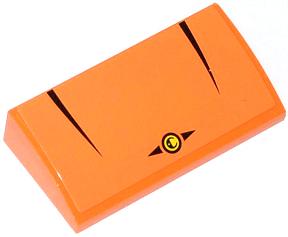LEGO 88930pb035 Slope, Curved 2 x 4 x 2/3 with Bottom Tubes with 2 Black Triangular Stripes, Emblem and 2 Arrows Pattern (Sticker) - Set 60054 - Main Product Image