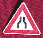 LEGO 892pb004 Road Sign 2 x 2 Triangle with Clip with Narrow Road Ahead Pattern - Main Product Image