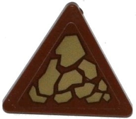 LEGO 892pb026L Road Sign 2 x 2 Triangle with Clip with Dark Tan Scales Pattern Model Left Side (Sticker) - Set 70599 - Main Product Image