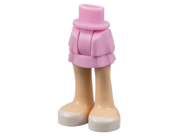LEGO 92250c00pb05 Mini Doll Hips and Skirt Layered, Light Nougat Legs and White Shoes Pattern - Thick Hinge - Main Product Image