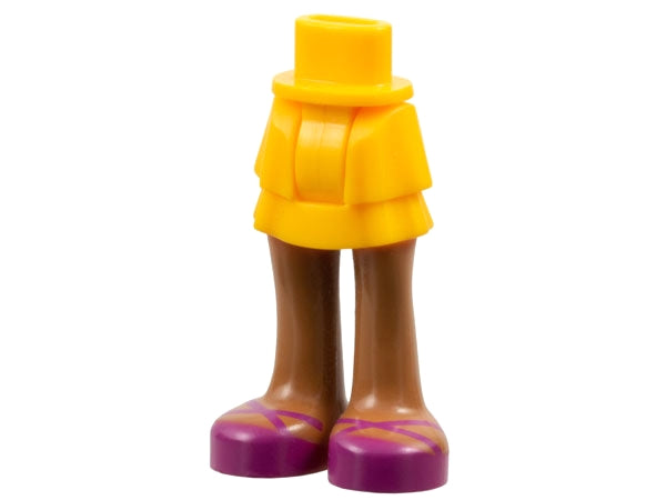 LEGO 92250c00pb08 Mini Doll Hips and Skirt Layered, Medium Nougat Legs and Magenta Sandals Pattern - Thick Hinge - Main Product Image