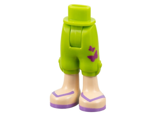 LEGO 92251c00pb02 Mini Doll Hips and Trousers Cropped with Magenta Butterflies, Light Nougat Legs, and Medium Lavender Sandals with Straps Pattern - Thick Hinge - Main Product Image