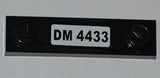 LEGO 92593pb006 Plate, Modified 1 x 4 with 2 Studs without Groove with &#39;DM 4433&#39; Pattern (Sticker) - Set 4433 - Main Product Image
