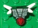 LEGO 93056pb03 Minifigure Armor Breastplate with Shoulder Spikes White and Red Cracked Skull in Circle Pattern - Main Product Image