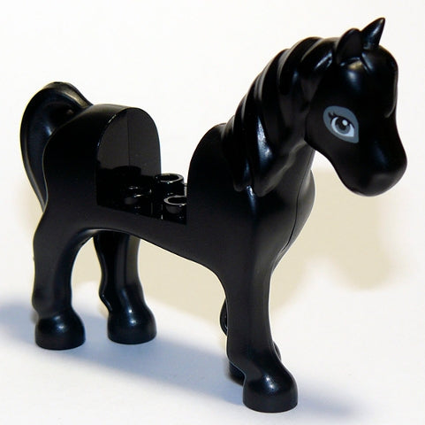 LEGO 93083c01pb11 Horse, Friends Style with 2 x 2 Cutout with Dark Bluish Gray Eyes and Dark Bluish Gray Outline Around Eyes Pattern - Main Product Image