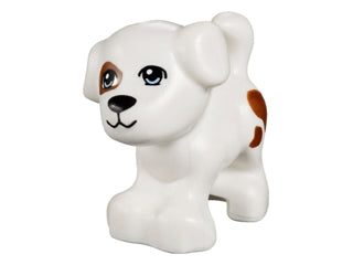 LEGO 93088pb01 Dog, Friends Style, Puppy, Standing with Bright Light Blue Eyes, Black Nose and Mouth, Reddish Brown Patch and Spots Pattern (Charlie / Jacky) - Main Product Image