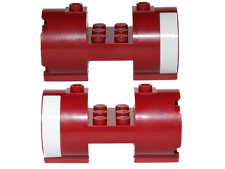 LEGO 93168pb02 Cylinder 3 x 6 x 2 2/3 Horizontal - Square Connections with White Stripe Pattern on Both Sides (Stickers) - Set 75003 - Main Product Image