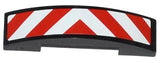 LEGO 93273pb025 Slope, Curved 4 x 1 x 2/3 Double with Red and White Danger Stripes Thick Pattern (Sticker) - Set 60019 / 60020 - Main Product Image