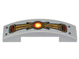 LEGO 93273pb056 Slope, Curved 4 x 1 x 2/3 Double with Gold Panels, Red Markings, Yellow Energy Orb Pattern (Sticker) - Set 70146 - Main Product Image