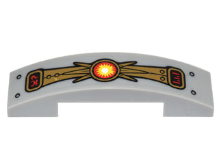 LEGO 93273pb056 Slope, Curved 4 x 1 x 2/3 Double with Gold Panels, Red Markings, Yellow Energy Orb Pattern (Sticker) - Set 70146 - Main Product Image