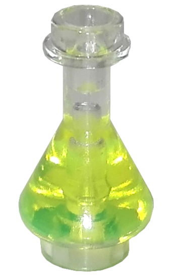 LEGO 93549pb03 Minifigure, Utensil Bottle, Erlenmeyer Flask with Molded Trans-Neon Green Fluid Pattern - Main Product Image
