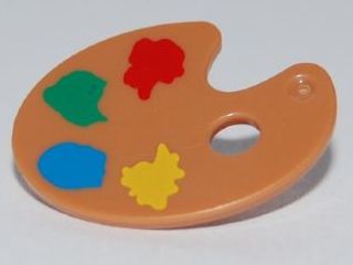 LEGO 93551pb01 Minifigure, Utensil Paint Palette with Yellow, Blue, Green and Red Paint Spots Pattern - Main Product Image