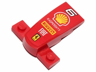LEGO 93589pb005 Wedge 4 x 2 x 1 1/3 with 1 x 4 Base with &#39;6&#39;, Shell Logo, &#39;KASPERSKY lab&#39;, &#39;PIRELLI&#39;, &#39;FIAT&#39; and Ferrari Logo Pattern (Sticker) - Set 30190 - Main Product Image