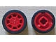 LEGO 93593c01 Wheel 11mm D. x 6mm with 8 Spokes with Black Tire 14mm D. x 6mm Solid Smooth (93593 / 50945) in Red - Authentic LEGO Part