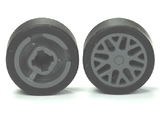LEGO 93595c01 Wheel 11mm D. x 6mm with 8 &#39;Y&#39; Spokes with  Tire 14mm D. x 6mm Solid Smooth (93595 / 50945) in Dark Bluish Gray - Authentic LEGO Part