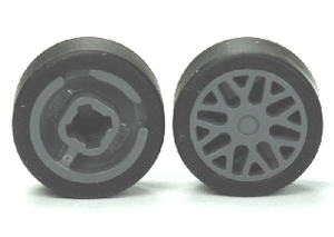 LEGO 93595c01 Wheel 11mm D. x 6mm with 8 &#39;Y&#39; Spokes with  Tire 14mm D. x 6mm Solid Smooth (93595 / 50945) in Dark Bluish Gray - Authentic LEGO Part