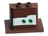 LEGO 93598pb04 Windscreen 2 x 3 x 2 with 2 x 4 Base with Green Eyes Looking Left on White Background Pattern - Main Product Image