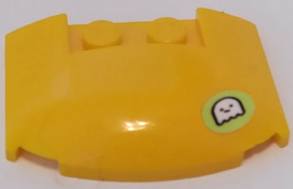 LEGO 93604pb19 Wedge 3 x 4 x 2/3 Triple Curved with Black and White Ghost in Yellowish Green Circle Pattern (Sticker) - Set 70428 - Main Product Image