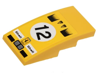 LEGO 93606pb046 Slope, Curved 4 x 2 with Ferrari and Shell Logos, &#39;12&#39; in White Circle, Car Air Intakes Pattern (Sticker) - Set 40193 - Main Product Image