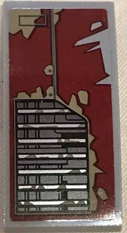 LEGO 93606pb084 Slope, Curved 4 x 2 with SW Vent and Peeling Dark Red Paint Pattern (Sticker) - Set 75202 - Main Product Image
