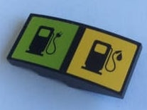 LEGO 93606pb127 Slope, Curved 4 x 2 with Electric Charging Point and Gas / Fuel Pump Pattern (Sticker) - Set 60132 - Main Product Image