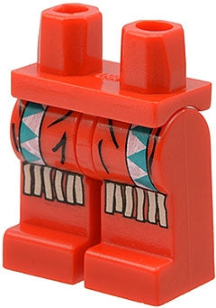 LEGO 970c00pb0025 Hips and Legs with Western Indians Dark Turquoise and White Triangles, Tan Fringe Pattern - Main Product Image