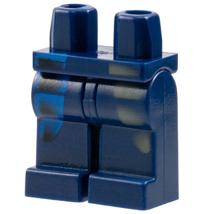 LEGO 970c00pb0028 Hips and Legs with Faded Dark Gray and Blue Curved Panels Pattern - Main Product Image