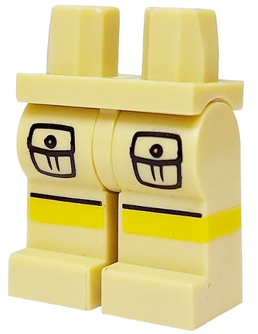LEGO 970c00pb0122 Hips and Legs with Cargo Pockets Front and Yellow Stripes with Black Line Pattern - Main Product Image