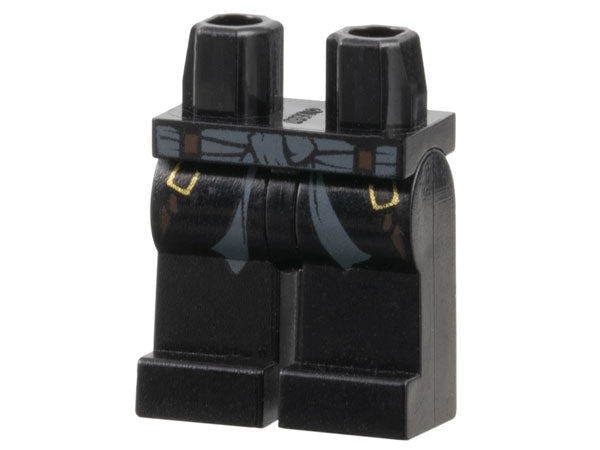 LEGO 970c00pb0137 Hips and Legs with Dark Bluish Gray Sash, Dark Brown Straps with Gold Buckles Pattern - Main Product Image
