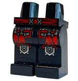 LEGO 970c00pb0222 Hips and Legs with Red Sash Belt, Silver Thigh Armor with Trim and Tassels, Dark Silver Spiked Knee Pads Pattern - Main Product Image
