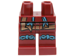 LEGO 970c00pb0430 Hips and Legs with Gold Robe and Dark Azure Sash and Knotted Knee Straps Pattern - Main Product Image