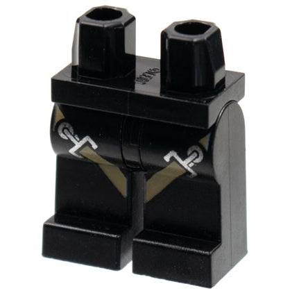 LEGO 970c00pb0510 Hips and Legs with Dark Tan Harness Straps and Silver Clip Buckles Pattern - Main Product Image