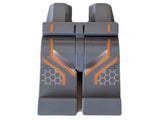 LEGO 970c00pb0959 Hips and Legs with Racing Suit, Orange and Silver Stripes Pattern - Main Product Image