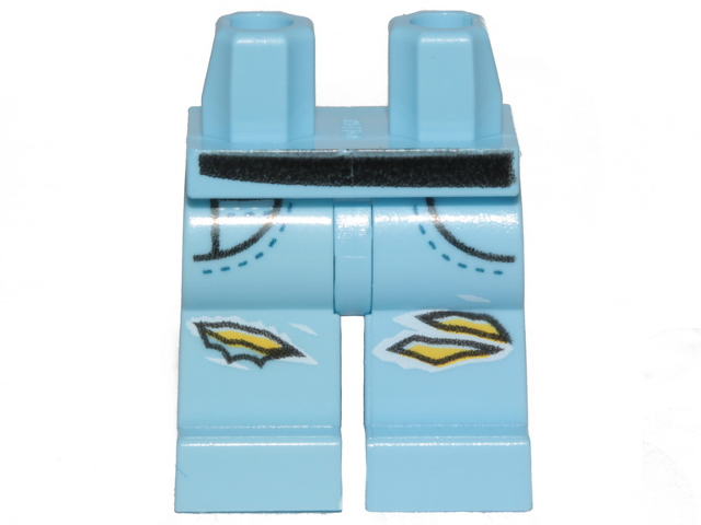 LEGO 970c00pb0996 Hips and Legs with Ripped Denim Pants, Pockets, Black Belt Pattern - Main Product Image