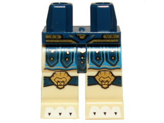 LEGO 970c02pb09 Hips and Tan Legs with Blue Loincloth, Gold Knee Pads and Belt and White Claws Pattern - Main Product Image